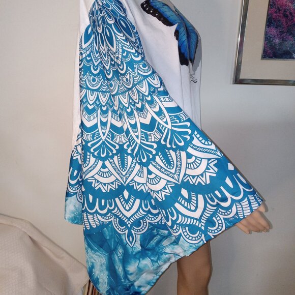 Beautiful Blue Butterfly Top Upcycled 1997 Vintage Tee Costa Rica One of a Kind - Picture 3 of 6